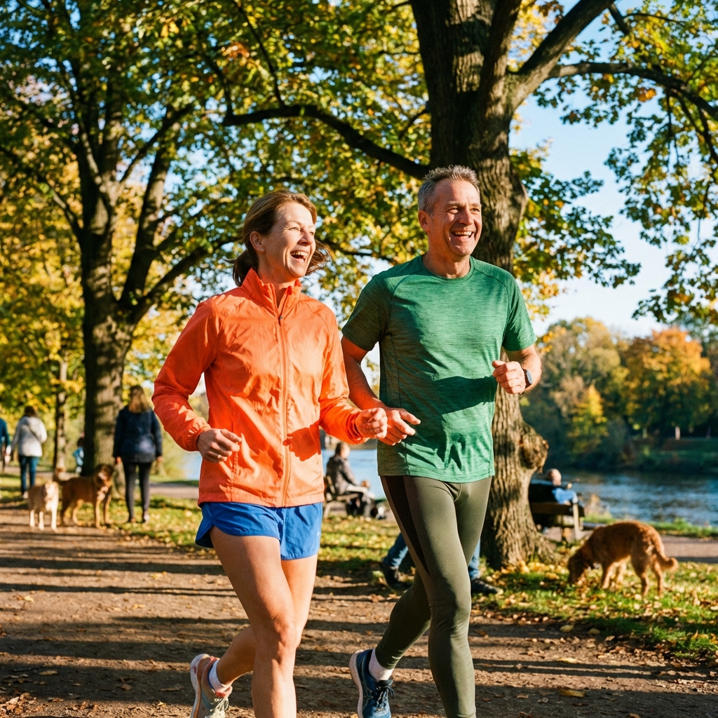 Happy active senior couple